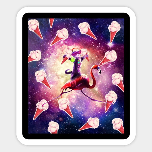 Rave Space Cat On Flamingo Unicorn - Ice Cream Sticker by Random Galaxy